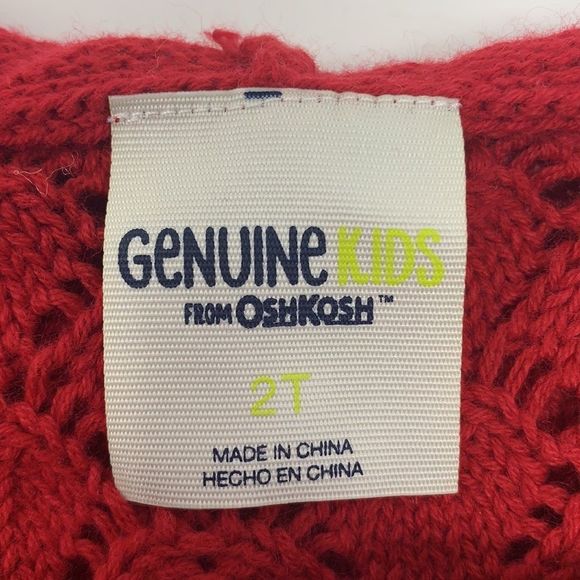Girls Sz 2 Red OshKosh Hooded Sweater - Picture 5 of 5